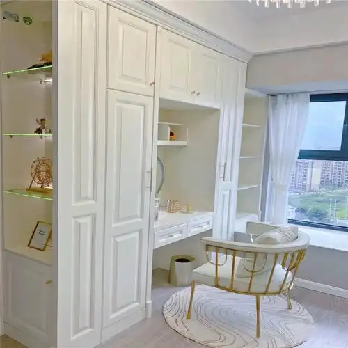 梦亚家具简约现代整体衣柜定制梳妆台衣柜一体全屋定制家具