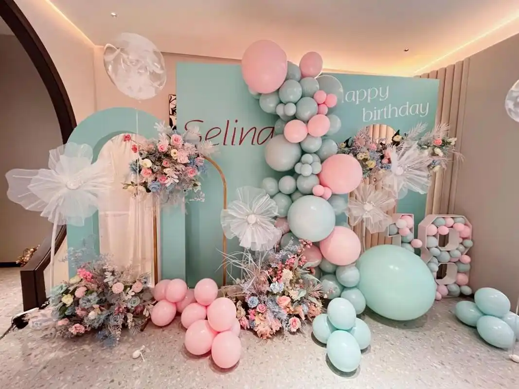 大连生日派对气球布置 | 轻奢风18岁成人礼 轻奢风清新色系的成人礼