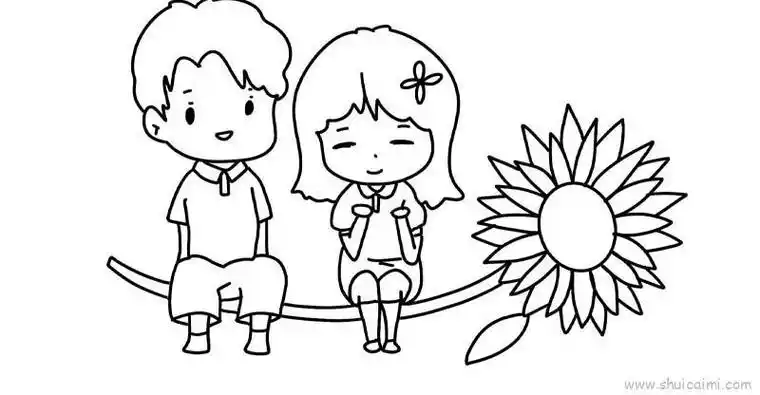 小女孩和小男孩卡通简笔画集