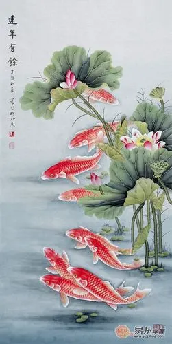 比如人们在玄关挂一幅九鱼图来作为招财画,就是为了