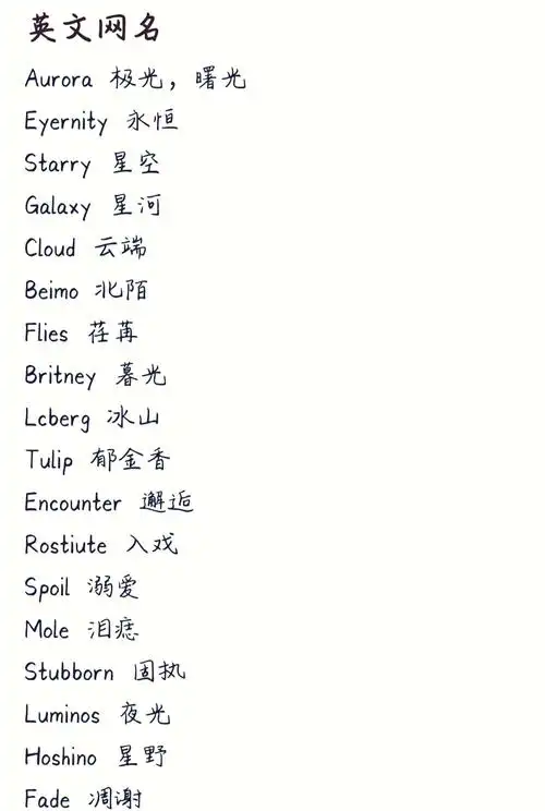 💫英文网名大赏✨