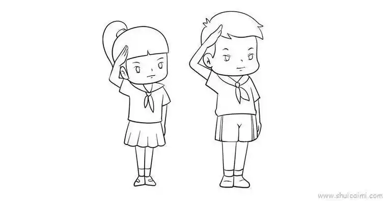 队员敬礼简笔画怎么画向国旗敬礼的简笔画敬礼的少先队员怎么画小男孩