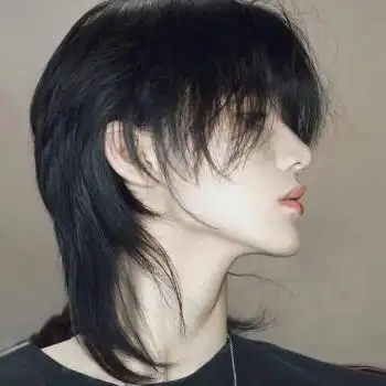 狼尾假发男真发 狼尾鲻鱼头假发男发型设计全头套式日系少年适合光头