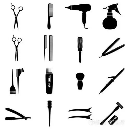 一套理发工具,矢量图图标