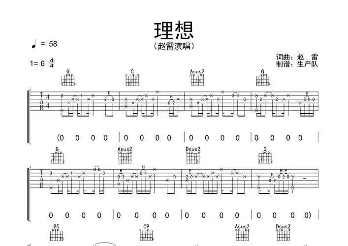 理想(原版吉他谱)