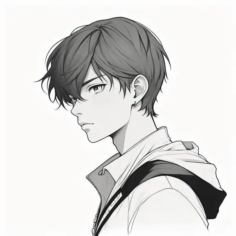 96 男生侧脸黑白素描头像 94