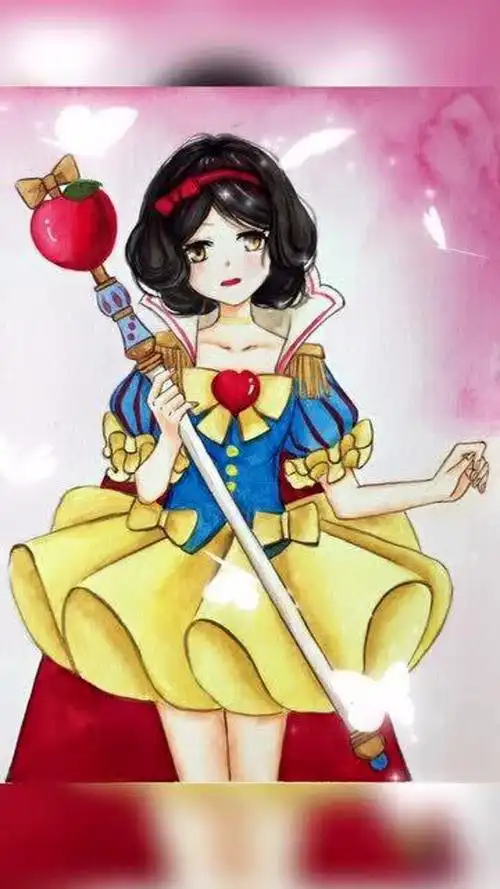 给爸爸改画的第三十天-手绘水彩画白雪公主