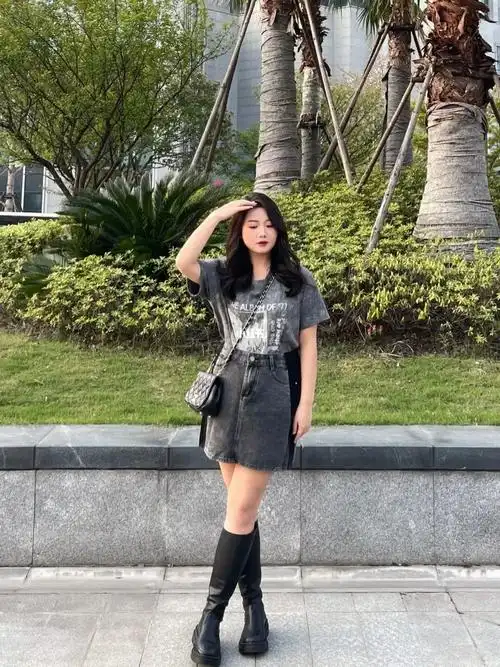 ootd160130斤微胖甜酷辣妹风修容裙真不错