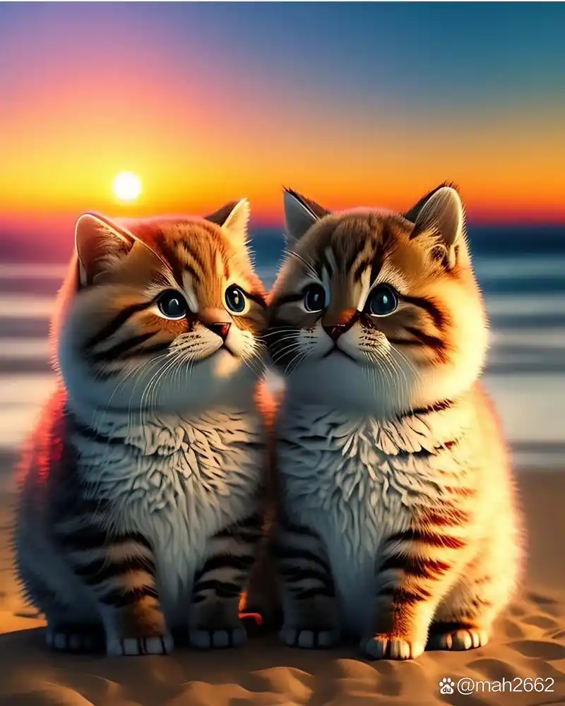 两只可爱的小猫咪,感觉心都被萌化了,仿佛整个世界都变得温柔起来.