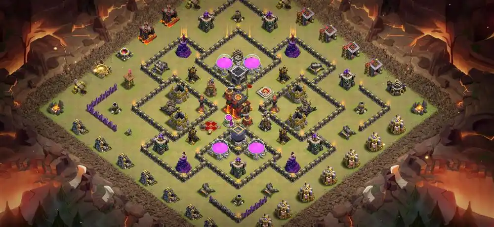 种树的话把外围往里面缩一格,防御力高,护资源,部落冲突阵型分享,10本