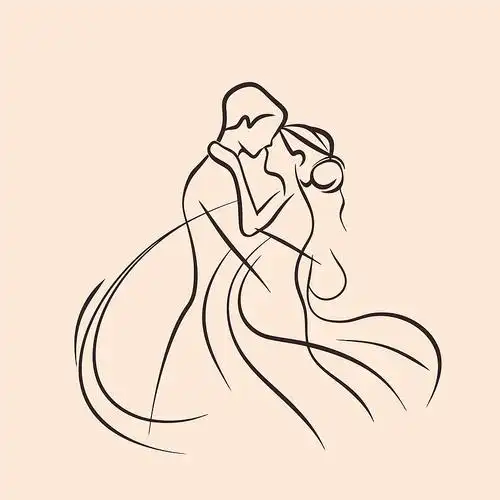 新郎新娘婚礼情侣剪影图片素材