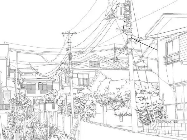 风景 街道 街景 线稿