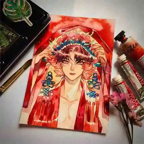 水彩插画丨古风动漫人物水彩上色绝了!