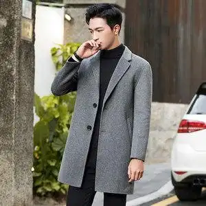 大衣男中长款冬季加厚黑色男款呢子外套工作服男士风衣风衣男中长款