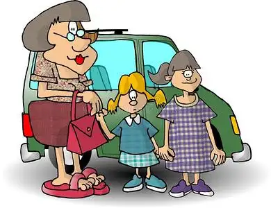 妈妈和两个女儿卡通动漫人物图像素材