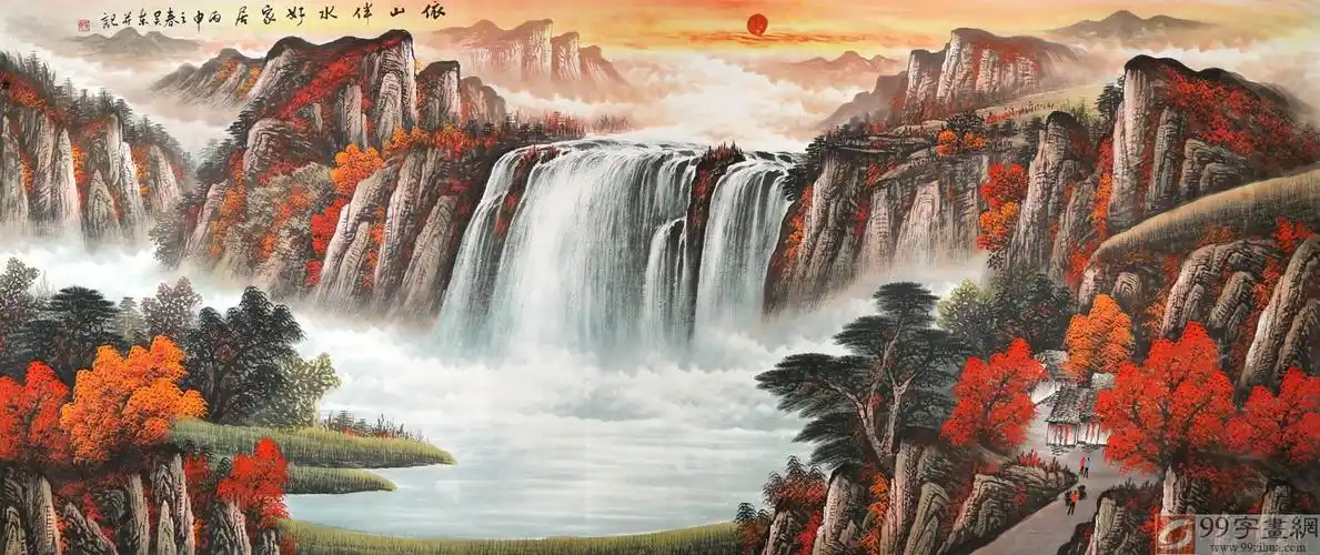 已售吴东小八尺聚宝盆山水画依山伴水好家居