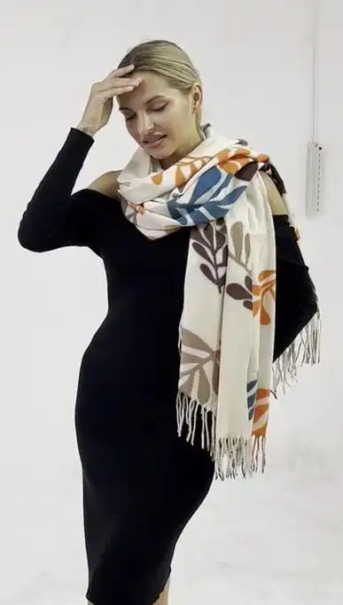 欧美云朵秋冬针织头巾羊绒扎染围巾女双面冬季高级感披肩scarf