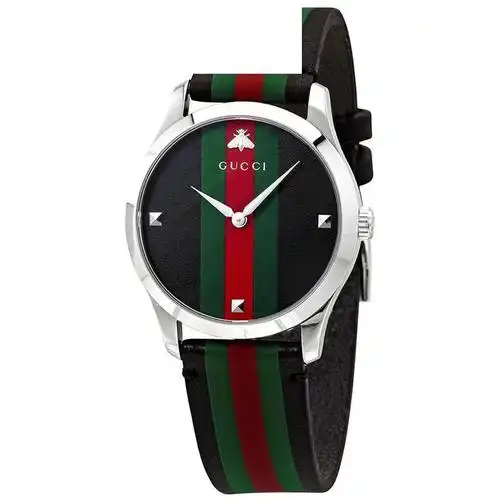 古驰(gucci)小蜜蜂撞色条纹复古皮带时尚中性腕表ya1264079代购 ya