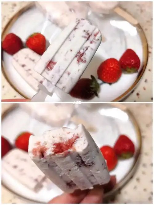 软冰淇淋口感的无添加91草莓酱雪糕