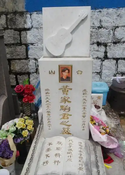 到了,家驹墓后面是蓝色的,因为家驹的墓拜访的人次最高,所以坟场管理