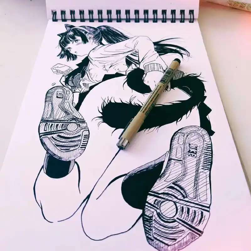 可爱猫女.#手绘 #动漫手绘 #二次元 有些地方太像我的宝宝 - 抖音