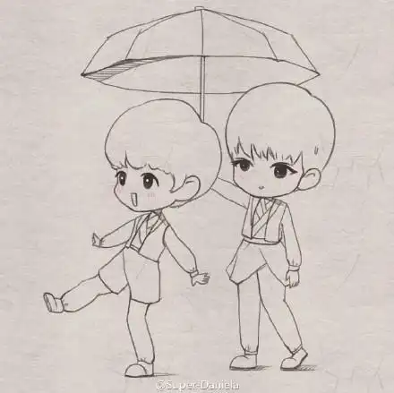 简笔画 手绘 线稿 300300手绘简笔画头像三小只tfboys王源