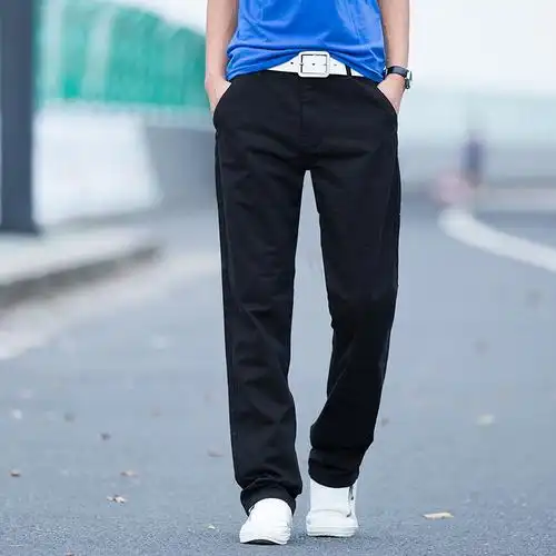 秋冬加绒休闲裤男直筒裤宽松男裤加大码休闲裤弹力纯棉男青年长裤