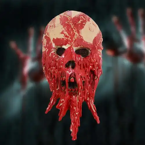 万圣节恐怖血骷髅面具复活节鬼脸乳胶头套滴血天使面具鬼屋道具