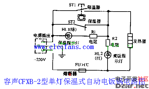 容声单双灯保温式电饭锅电路图cfxb