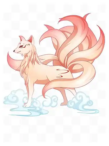 山海经九尾狐手绘中国风神话 i>妖 /i>兽中国风素材