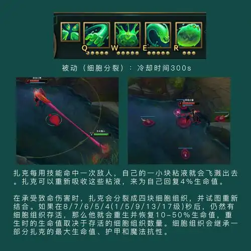 171717建议先马后看首先给大家介绍一下扎克的技能:被动(细胞