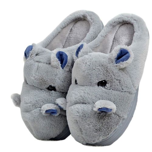 可爱毛绒河马棉拖鞋棉鞋卡通动物棉拖可爱情侣家具拖鞋