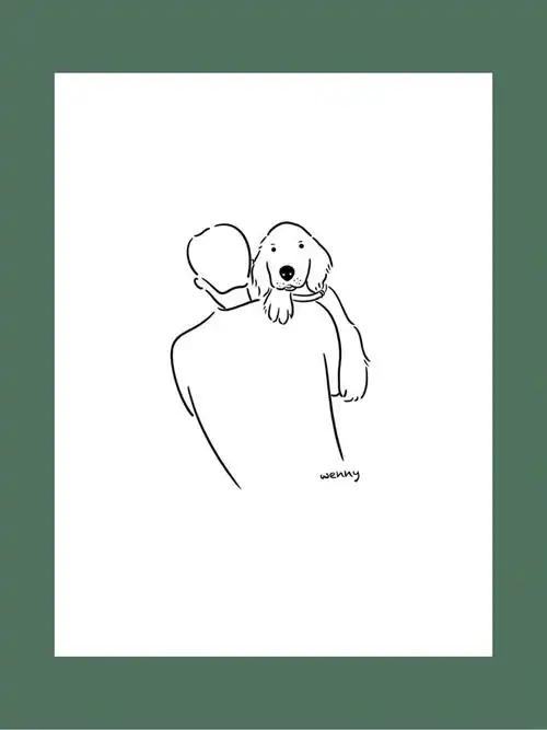 ins风极简手绘头像宠物狗狗简笔画黑白线条