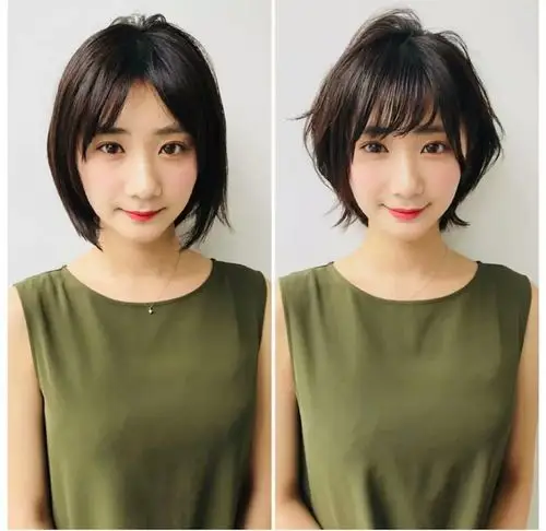 短发前后对比