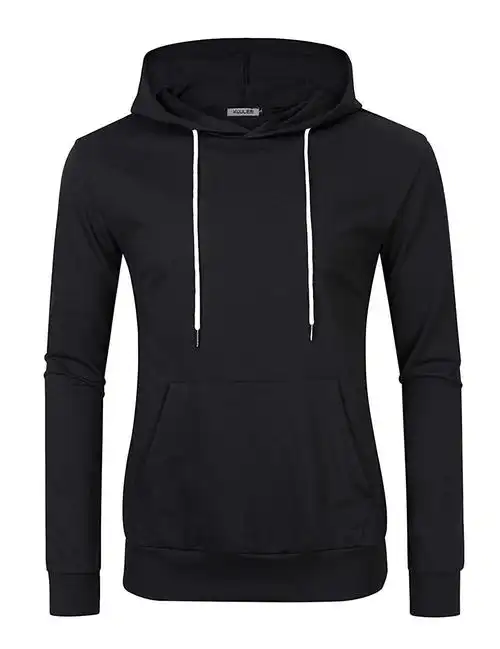 男式连帽运动衫字母印花休闲款长袖套衫带袋鼠口袋 black-01 medium