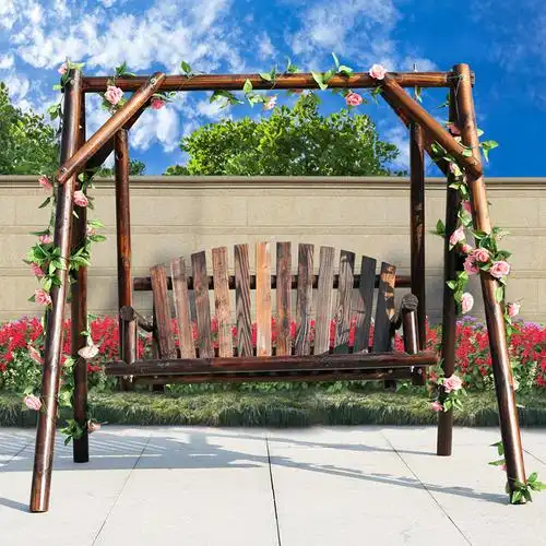 秋千摇椅花园户外休闲庭院木头室外家用双人户外秋千