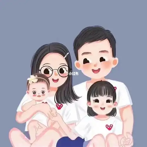 一儿一女亲子头像设计73