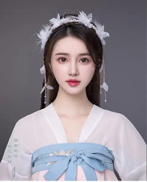 svpmecn汉服头饰全套古风发箍短发女仙气发饰鬓古代羽毛流苏国风古装