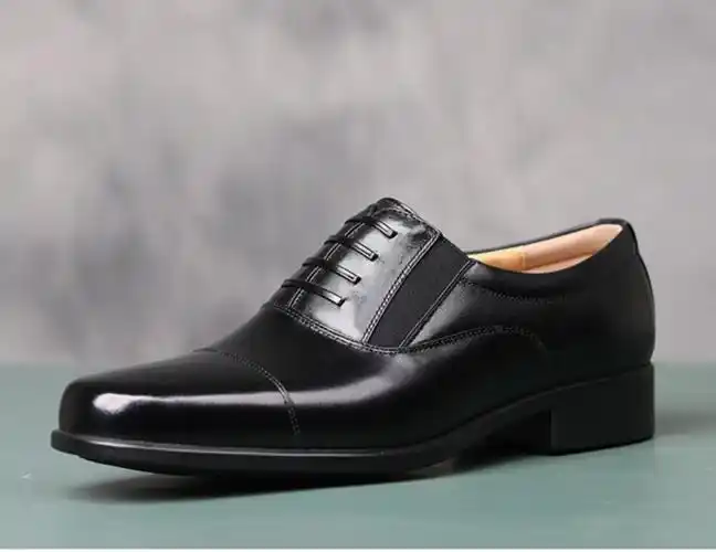 三接头皮鞋际华3514全真皮三尖头军勾男士黑皮鞋品质定制款 套脚款 36