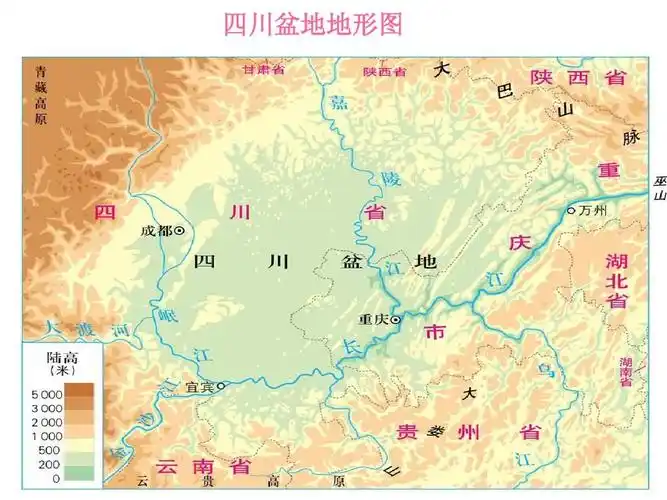 四川盆地地形图