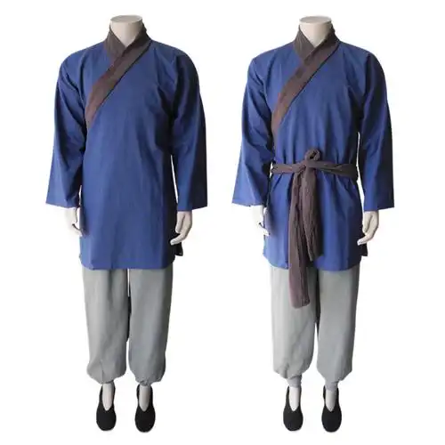 粗布麻料古装汉服灯笼裤套装男民国清朝农民演出服装店小二服