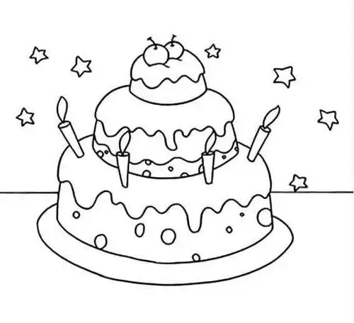 黑白铅笔画蛋糕,铅笔画生日蛋糕