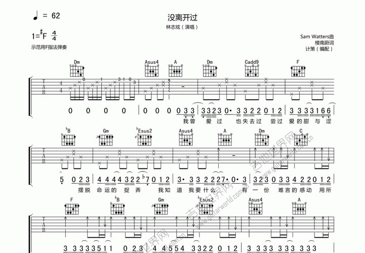 没离开过吉他谱_林志炫f调弹唱_大钟无音up - 吉他世界