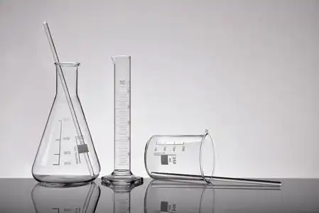 供应空白实验室化学容器在灰色细节 vi照片