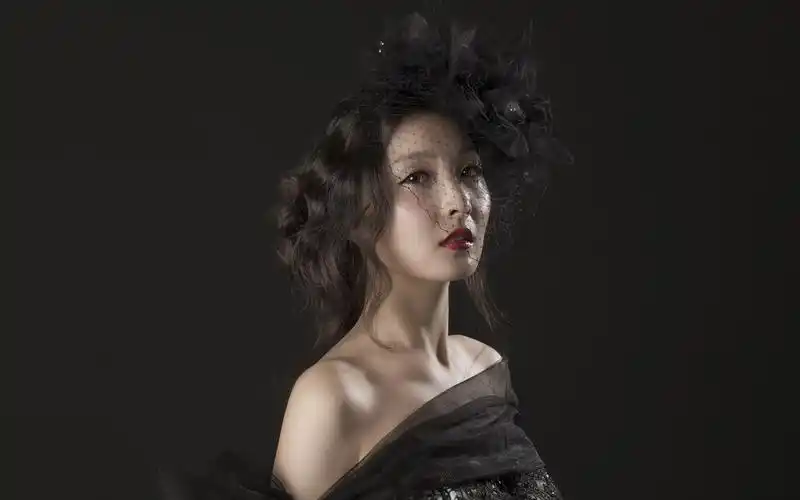 亚洲女孩,黑色的背景 壁纸