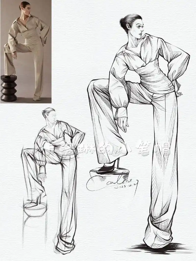 服装设计考研线稿速写人体结构51