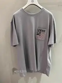 法国代购loewe/罗意威新款刺绣拼色字母圆领短袖纯棉高端t恤男女