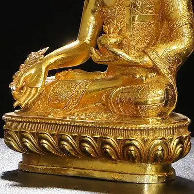 00:00药师佛佛像摆件 纯铜全镀金佛像藏传佛教密宗用品 药师佛供奉