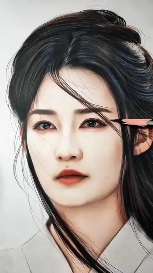 彩铅手绘画李沁画像哦