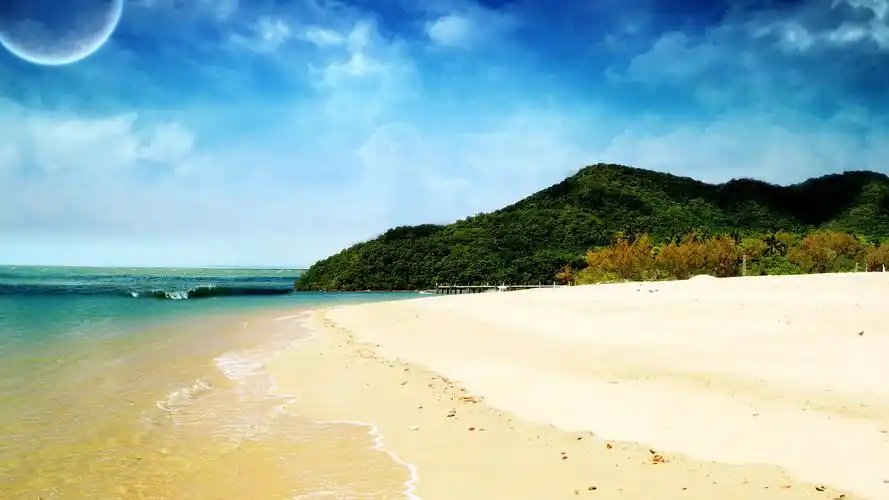 梦幻海滩和蓝天 壁纸